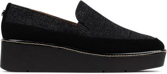 Donald J Pliner Womens Wedge Seude Embossed Shoe In Black