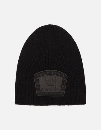 Dsquared2 Mens Tonal Flag Beanie Hat Black - Size: OS
