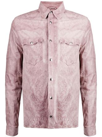 Giorgio Brato distressed-effect leather jacket - Pink