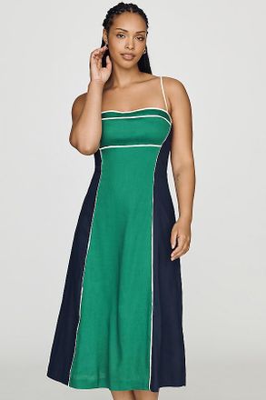Maeve Linen Colorblock Midi Dress