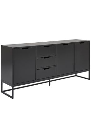Novel Sideboard, Anthrazit, Schwarz, Metall, Holzwerkstoff, 3 F&auml;cher, 3 Schublade(n) Schubladen, 180x79x40 cm, Bsci, Beim&ouml;bel erh&auml;ltlich, stehend, Kleinm&ouml;be