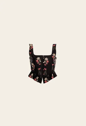 Agua Bendita Eslabon Noche Cropped Top in Black at Nordstrom, Size X-Small