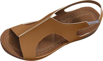 Generic Wedge Sandals for Women Open Toe Casual Ladies Summer Shoes Solid Color Stylish Versatile Thick Sole Breathable Comfortable Strappy Sandal Outdoor Bea