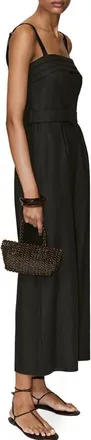 Mango Belted Sleeveless Linen Blend Jumpsuit in Black at Nordstrom, Size X-Small