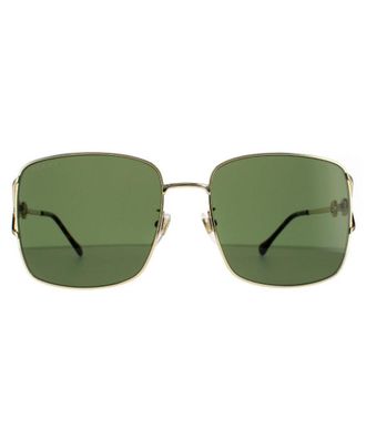 Gucci Rectangle Womens Gold Green Sunglasses Metal - One Size