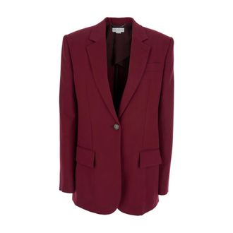 Stella McCartney Jassen, Dames, Rood, S, Katoen, Single-breasted jas met gekerfde revers