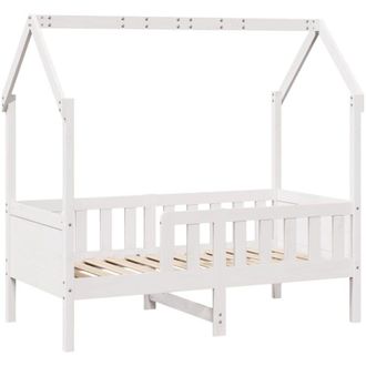 vidaXL Vidaxl - Cama Con Forma De Casa Para Ni&ntilde;os Madera Maciza Blanco 70x140cm