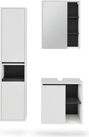 Vicco Conjunto De Muebles De Ba&ntilde;o Viola, Blanco/gris, 3 Partes, Vicco
