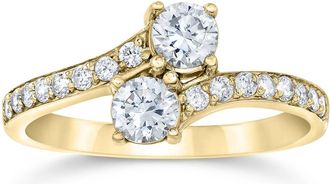 Pompeii3 1 Carat Forever Us 2 Stone Diamond Ring 10K Yellow Gold Size Selectable