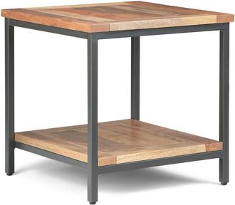 Simpli Home Skyler Solid Mango Wood & Metal 22In Square Industrial End Table