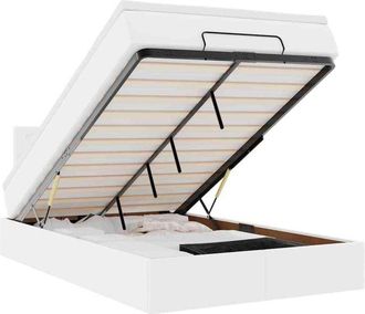 vidaXL Estructura Cama Otomana Colch&oacute;n Cuero Sint&eacute;tico Blanco Vidaxl