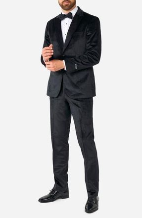 OppoSuits Midnight Black Velvet Tuxedo & Bow Tie Set at Nordstrom, Size 40 Regular