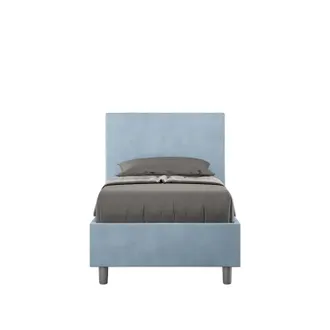 ITYhome Letto Singolo Con Rete Imbottito 80x210 Microfibra Azzurro Adele