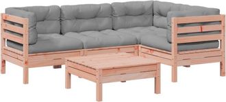 vidaXL Set De Sof&aacute;s Jard&iacute;n 5 Pzas Con Cojines Madera Abeto Douglas Vidaxl