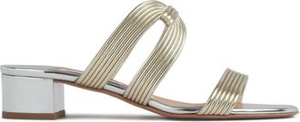 Aquazzura Sandali metallizzati con fasce a coste - Oro