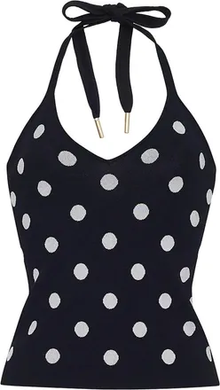 Cara Cara Tanya polka-dot halter top - Black
