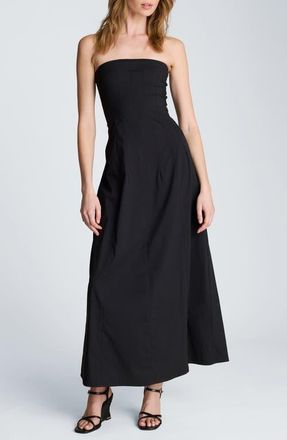 Kenneth Cole Strapless Stretch Poplin Maxi Dress in Black at Nordstrom, Size X-Small