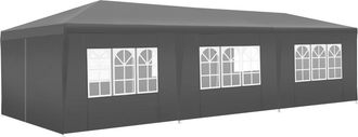 TecTake Pabell&oacute;n 9x3m con 8 paneles laterales, resistente al agua y UV, gris