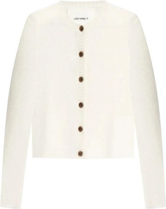 Lisa Yang Felicia Cashmere Cardigan met Knoopsluiting - Dames - Cashmere truien - Beige - M - Truien & Vesten