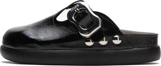 Scholl Flora Chunky - Dames - Slip ons - Zwart - 36 EU - Leer - Schoenen