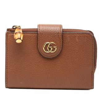 Gucci Pre-owned Gucci GG Marmont Calfskin Bamboo Bifold Wallet Ladies HJ6AX0666HF2UQAQ