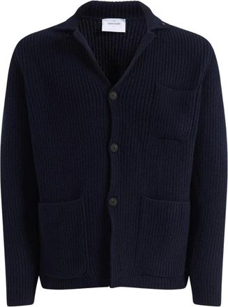 Gran Sasso Ribbed Knit Jacket - Heren - Truien - Blauw - Maat: M Wol