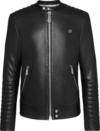 Philipp Plein Leren Moto Jas Iconic Plein
