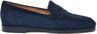 Santoni Suede Carla Loafer in Blue at Nordstrom, Size 10.5