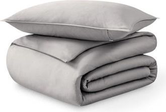 Bare Home Organic Cotton Sateen Duvet Cover and Sham Set in Light Grey at Nordstrom, Size Twin/twin X-Long