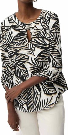 Joseph Ribkoff Georgette Tropical Print Boxy Top In Vanilla / Multi