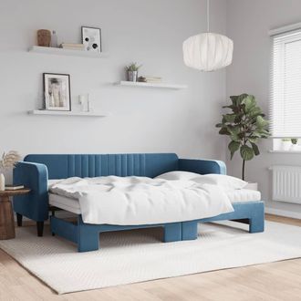 vidaXL Vidaxl - Sof&aacute; Cama Nido Con Colch&oacute;n Terciopelo Azul 80x200 Cm