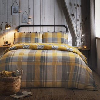 Dreams & Drapes Dreams&drapes - Colville - Set copripiumino 100% spazzolato, in cotone, colore: ocra