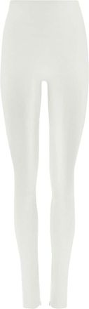Ferragamo zip-detail knitted leggings - women - Virgin Wool/Polyamide/Elastane - M - White