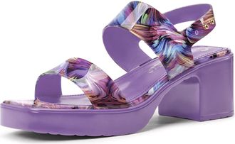 Castamere Womens Square Toe Chunky Block Heel Platform Ankle Strap Sandals Dress Casual Party Patent Leather Shoes 6.5 CM Heels Purple Vortex 6.5 UK