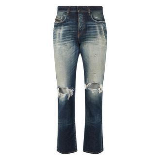 Diesel Slim-fit Jeans, male, Blue, Size: W28 Jeans slim a Campana Sfumati con Strappi