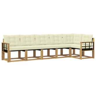 vidaXL Conjunto De Sof&aacute;s De Exterior Con Coj&iacute;n 6 Pcs Blanco Y Crema Vidaxl