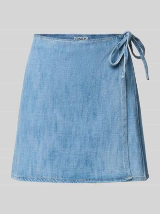 Only Schmaler Wickel-Jeansrock aus reiner Baumwolle Modell NOELLE in Hellblau, Gr&ouml;&szlig;e L