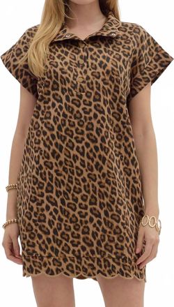 Entro Scalloped & Spotted Mini Dress In Brown