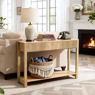OEM Mesa Consola Rectangular Estrecha, Con Cajones Y Compartimento De Almacenamiento, Mdf Y Aglomerado, Para Recibidor, Dormitorio, Sal&oacute;n, Vest&iacute;bulo O Rec