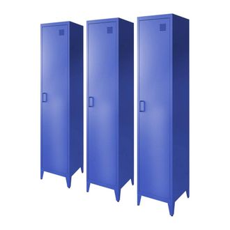 Sweeek Armario dormitorio industrial con 4 almacenamientos, set de 3, azul