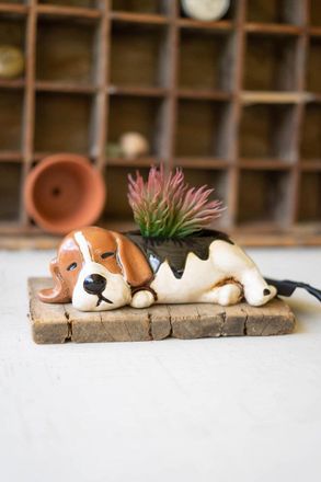 Kalalou Ceramic Sleeping Beagle Planter