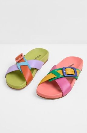 Charlotte Stone Sylas Mismatch Crossover Slide Sandal in Solimar at Nordstrom, Size 8