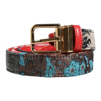 Dolce & Gabbana Belts, male, Multicolor, Size: ONE SIZE Floral Jacquard Metal Buckle Belt