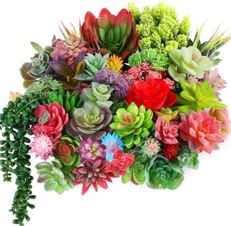 OEM Conjunto De 50 Mini Plantas Suculentas Artificiales Surtidas, Sin Maceta, De Aspecto Realista, Con Tallos De Cactus Texturizados, Ideales Para Decorar