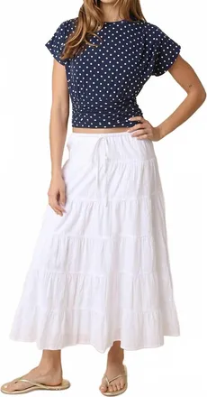 Olivaceous The Haven Tiered Maxi Skirt In White