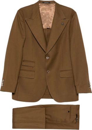 Luigi Bianchi Mantova Pak met klepzak en knopen - Bruin