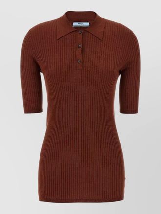 Prada stretch cotton polo ribbed knit shirt