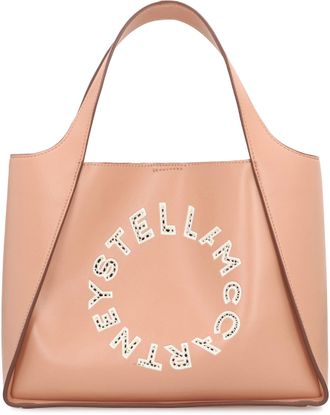 Stella McCartney Womens Logo Shoulder Bag Pink Polyurethane Tote