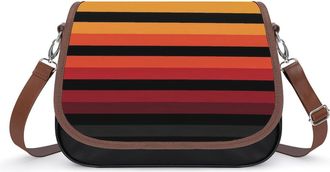 Generic Yellow Orange Red Stripes Crossbody Bags for Women Shoulder Messenger Bag Purse Handbags