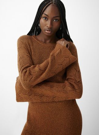 Icone Womens Shimmery knit flared-sleeve dress